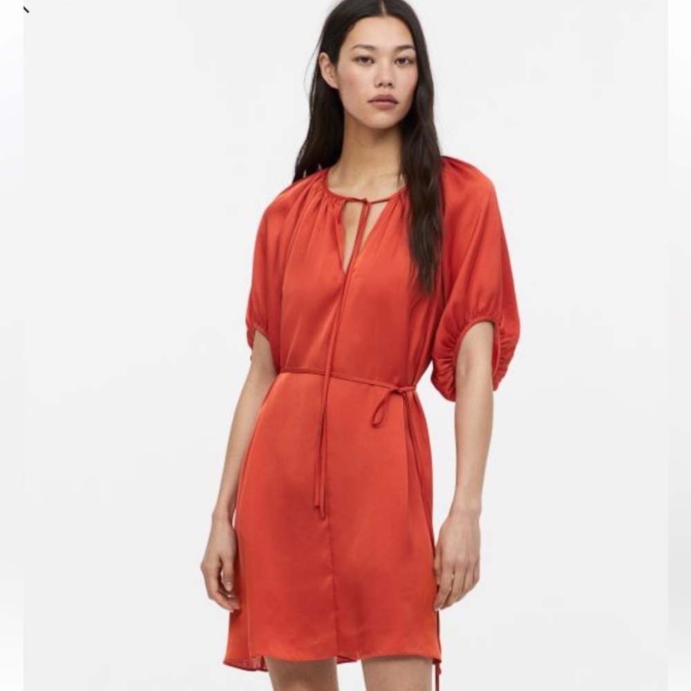 H&M Tie-detail Satin Dress - Picture 2 of 6
